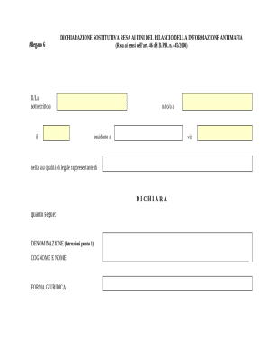 Italian Antimafia Information Declaration Form