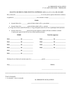 Italian School Leave Request Form
