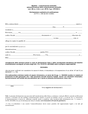 Italian Anti-Mafia Communication Form