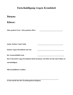 Sick Leave Excuse Note