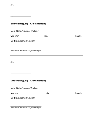 German Student Absence Excuse Form