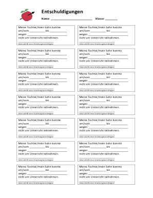 German School Absence Excuse Form