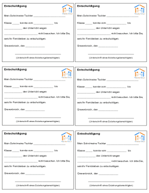 German School Absence Excuse Note