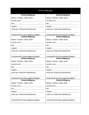 German School Absence Excuse Form
