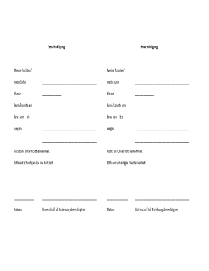 German School Absence Excuse Note