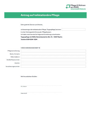 Antrag auf Teilstationäre Pflege