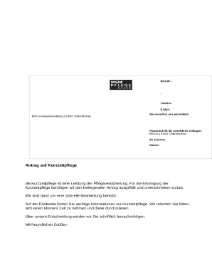 Kurzzeitpflege Antrag