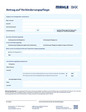 German Respite Care Application Form