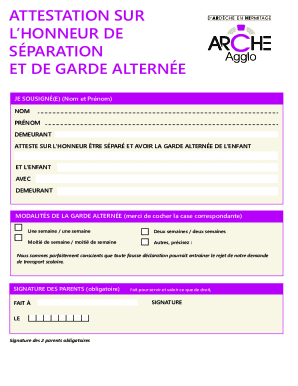 Attestation of Separation and Alternating Custody