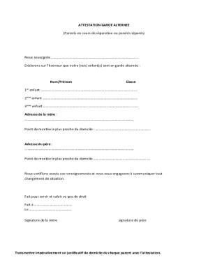Attestation Garde Alternée