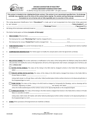 Chicago Association of REALTORS® Listing Agreement Modification Form