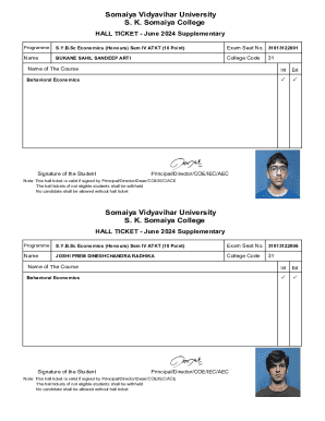 Hall Ticket - June 2024 Supplementary