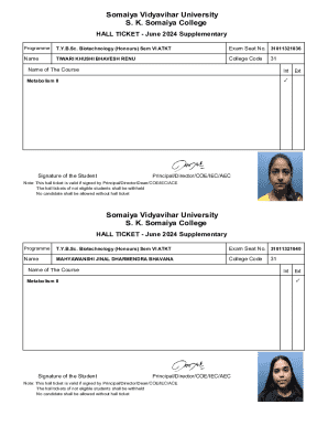 Hall Ticket - June 2024 Supplementary