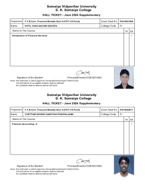 Hall Ticket - June 2024 Supplementary