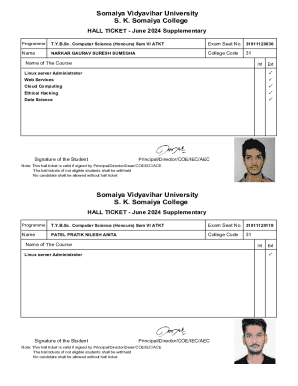 Somaiya Vidyavihar University Hall Ticket