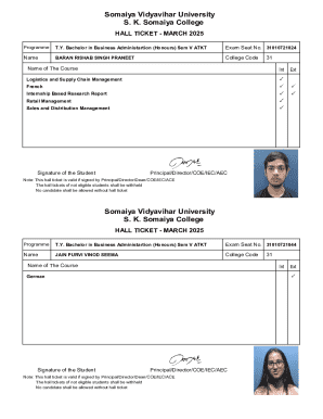 Hall Ticket - March 2025