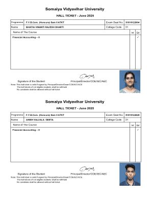 Somaiya Vidyavihar University Hall Ticket