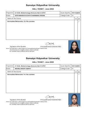 Somaiya Vidyavihar University Hall Ticket