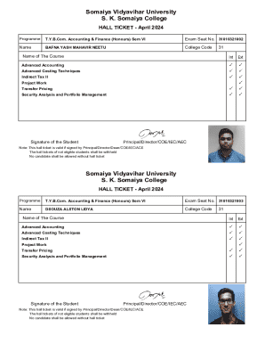 Somaiya Vidyavihar University Hall Ticket
