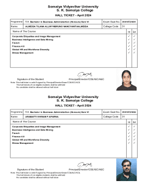 Somaiya Vidyavihar University Hall Ticket