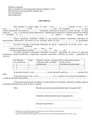 Romanian Employment Verification Certificate