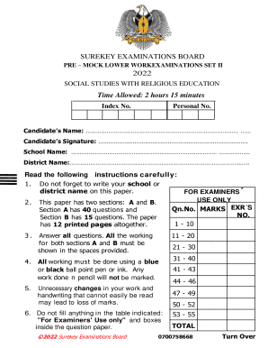 Social Studies with Religious Education Exam