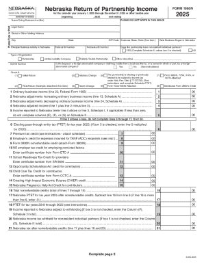Nebraska Partnership Income Tax Form 1065N
