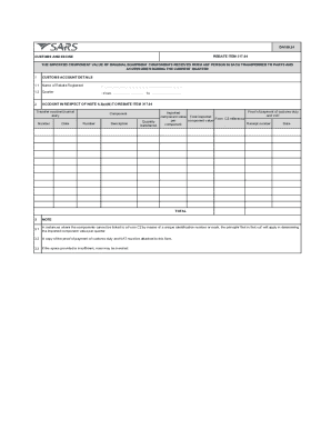 Customs and Excise Rebate Form