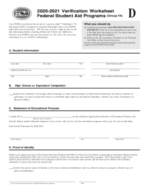 2020-2021 Verification Worksheet