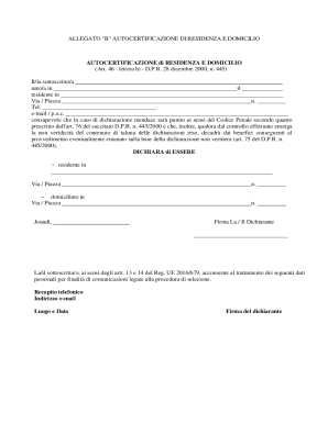 Autocertificazione di Residenza e Domicilio