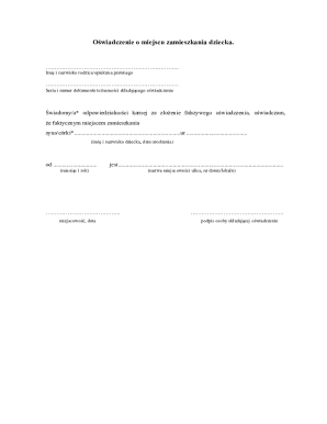 Child Residence Declaration