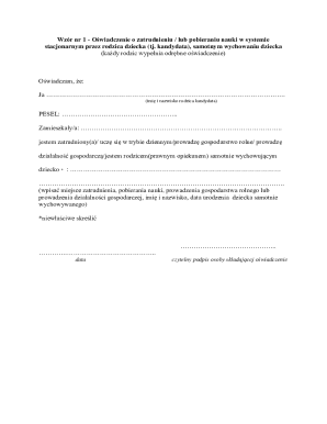 Polish Childcare and Education Declaration Forms