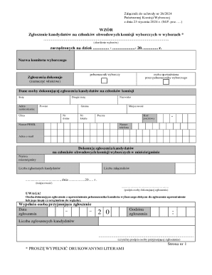 Poland Election Candidate Nomination Form