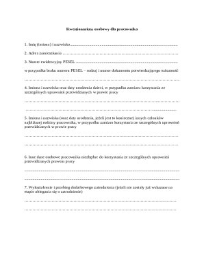 Employee Personal Questionnaire