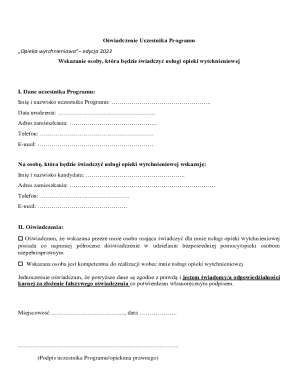 Respite Care Program Participant Declaration 2023