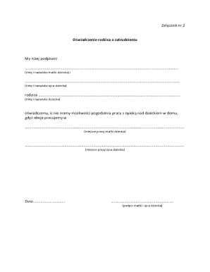 Parent Declaration of Employment