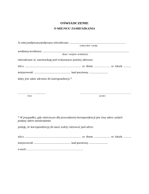 Residence Declaration Form