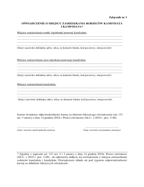 Parental Residence Affidavit