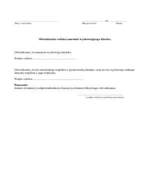 Single Parent Declaration Form