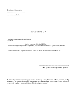 Parent Sole Custody Affidavit