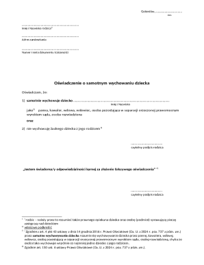 Polish Single Parent Declaration Form