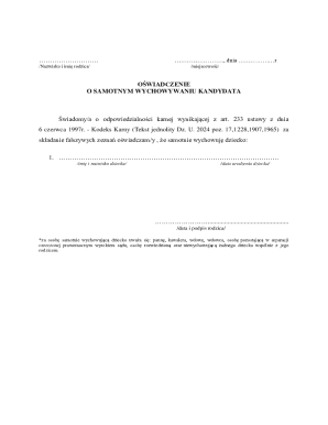 Polish Sole Custody Affidavit