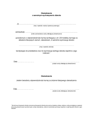 Oświadczenie o samotnym wychowywaniu dziecka