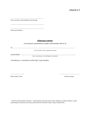 Single Parent Custody Declaration