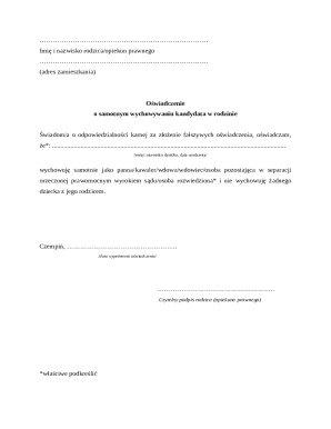 Oświadczenie o samotnym wychowywaniu dziecka