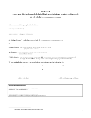 Polish Kindergarten Admission Application