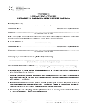 Parent Consent Form for University Admission