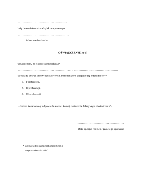 Parent Legal Guardian Declaration Form