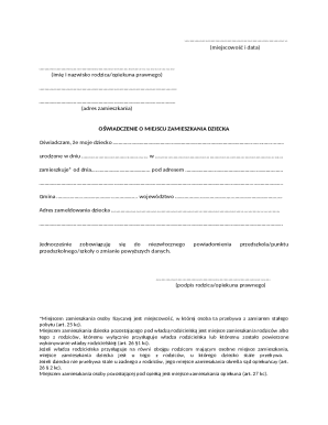 Child Residence Declaration Form