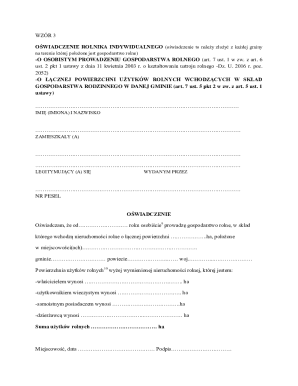 Polish Farmer's Individual Declaration Form